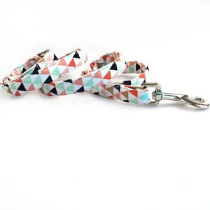 Dapper Multicolored Triangles Dog Bow Tie Collar and Leash - TheGlamPets