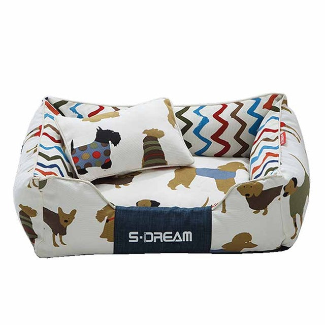 Rectangular Doggy Wave Dog Bed - TheGlamPets