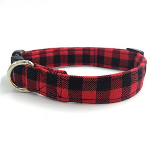 Dapper Red Plaid Dog Bow Tie and Collar - TheGlamPets