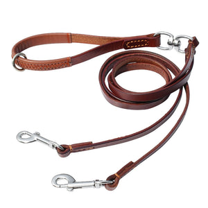 Stunning Leather Double Dog Leash - TheGlamPets