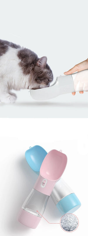 258ml+200ml Dog Water Bottle Portable Pet Drinking Cup Travel Water Food  Dispenser Outdoor