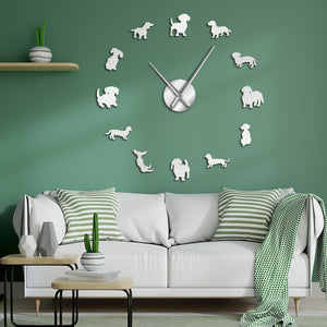 Luxury Frameless Dachshund Wall Clock With Mirror Effect - TheGlamPets