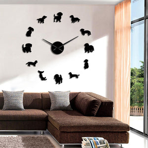 Luxury Frameless Dachshund Wall Clock With Mirror Effect - TheGlamPets