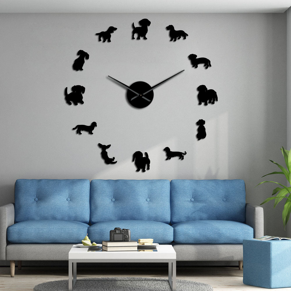 Luxury Frameless Dachshund Wall Clock With Mirror Effect - TheGlamPets