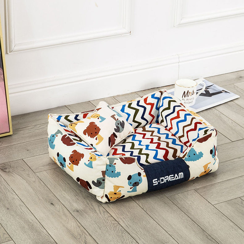 Rectangular Doggy Wave Dog Bed - TheGlamPets