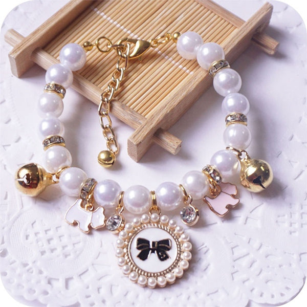 Princess Pearl Bow Cat and Dog Necklace - TheGlamPets