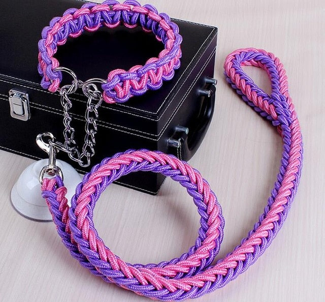 Stylish Double-Strand Rope Dog Leash and Collar - TheGlamPets