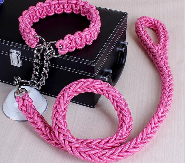 Stylish Double-Strand Rope Dog Leash and Collar - TheGlamPets