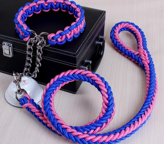 Stylish Double-Strand Rope Dog Leash and Collar - TheGlamPets