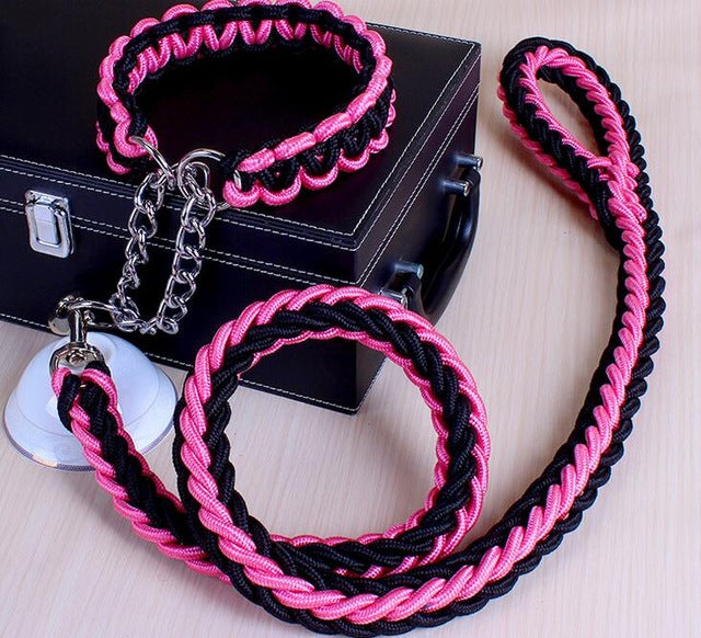 Stylish Double-Strand Rope Dog Leash and Collar - TheGlamPets