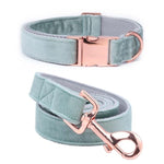 Luxury Steel and Pink Glam Velvet Dog Collar and Leash - TheGlamPets