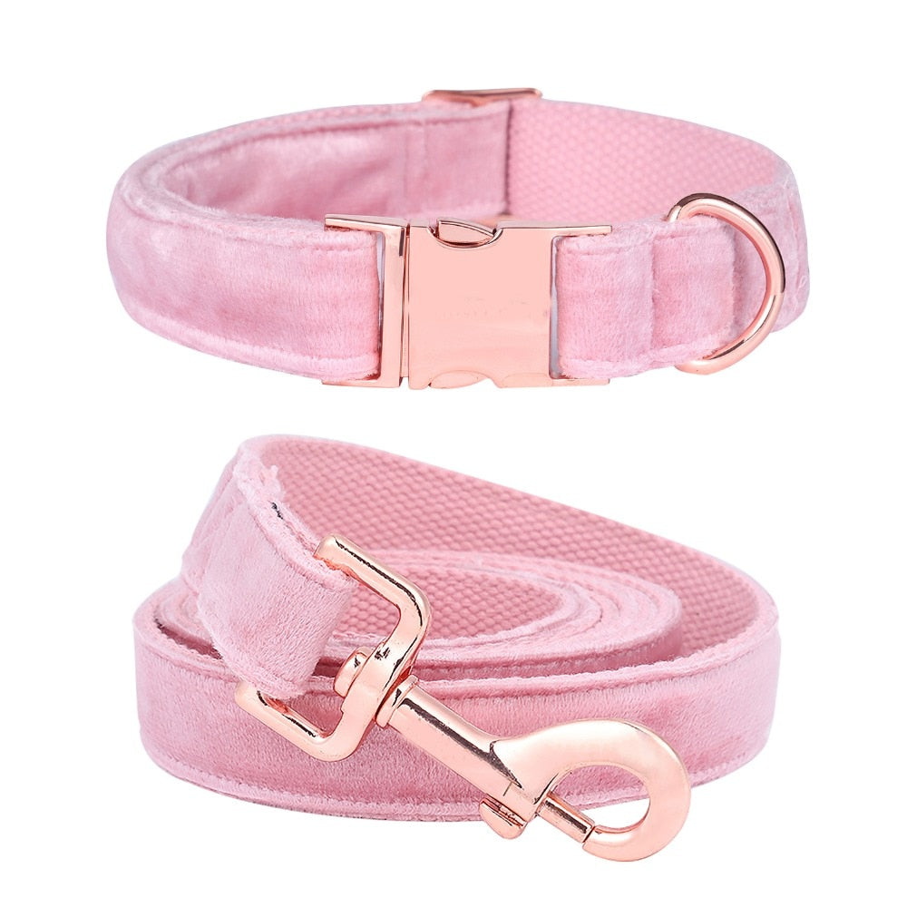 Luxury Pink Glam Velvet Dog Collar and Leash - TheGlamPets