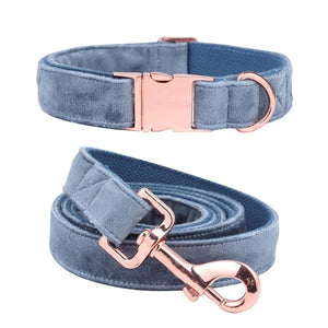 Luxury Blue Glam Velvet Dog Collar and Leash - TheGlamPets