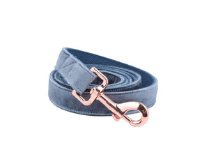 Luxury Blue Glam Velvet Dog Collar and Leash - TheGlamPets