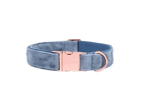 Luxury Blue Glam Velvet Dog Collar and Leash - TheGlamPets