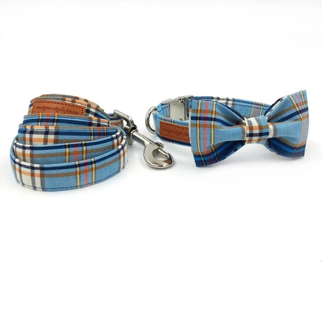 Tartan bow tie dog hot sale collar