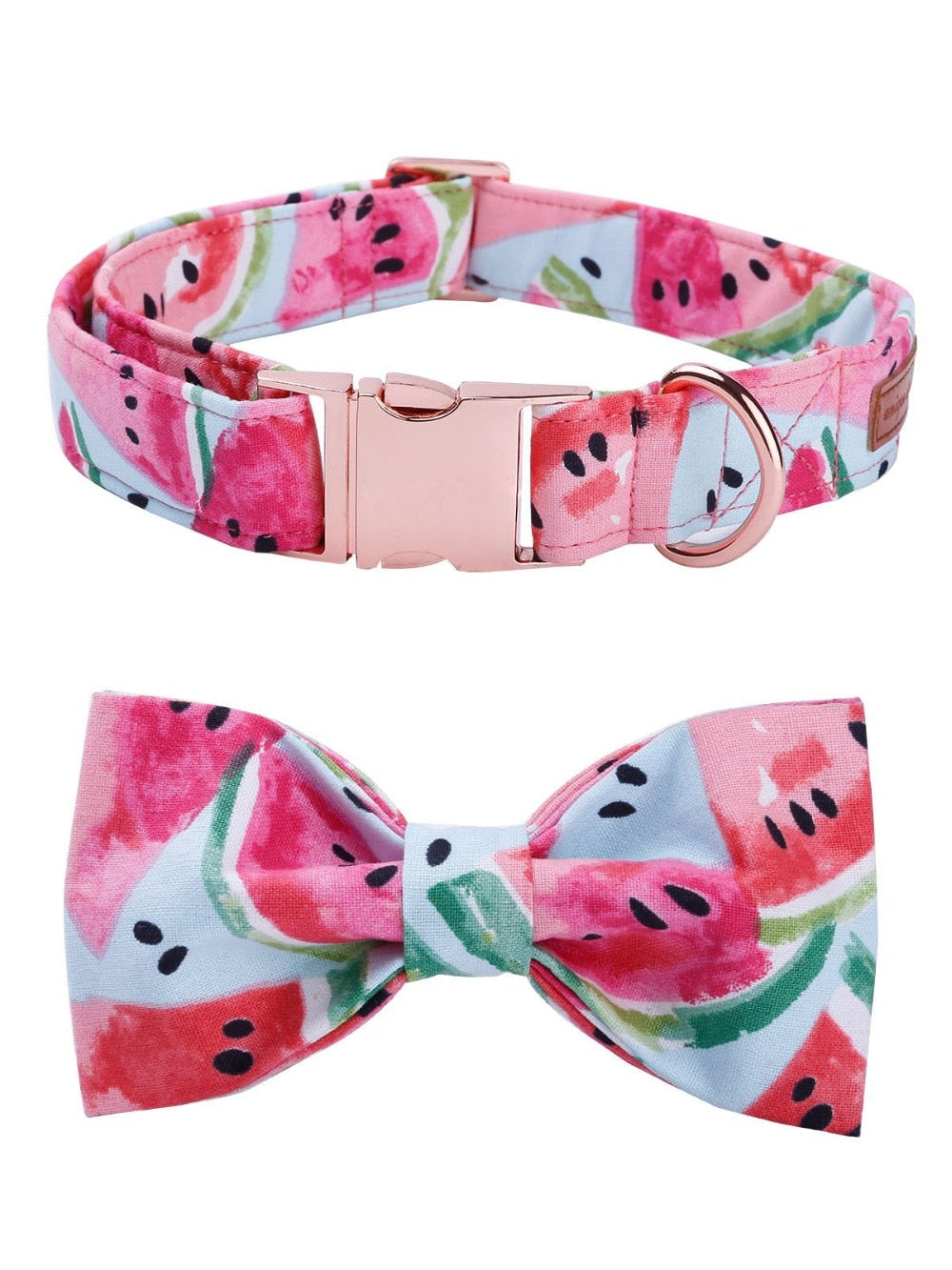 Dapper Watermelon Pink Dog Bow Tie Collar and Leash - TheGlamPets