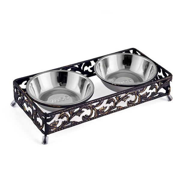 Elegant Double Stainless Steel Small Dog Feeding Bowls – TheGlamPets