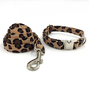 Dapper Leopard Dog Bow Tie Collar and Leash - TheGlamPets