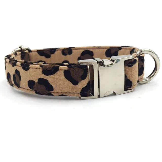 Dapper Leopard Dog Bow Tie Collar and Leash - TheGlamPets