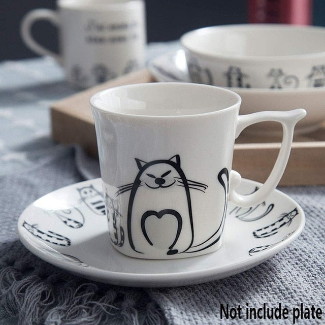 Cute Ceramic Plate Set With Cat Motif - TheGlamPets